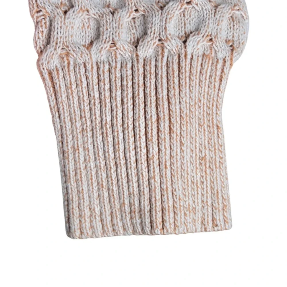 Knox Rose Mock Neck Sweater‎ Honeycomb Knit Pullover Casual Warm Orange Beige S
